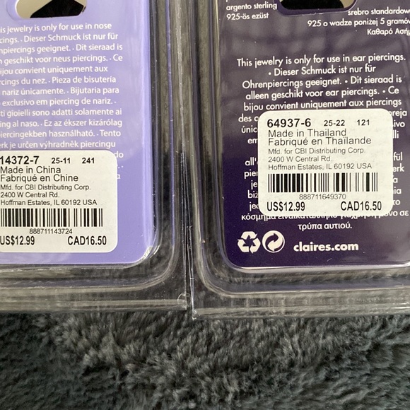 Claire's sterling silver nose ring and earring bundle NWT - Picture 2 of 2
